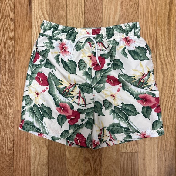 JANIE and JACK Pull On Swim Shorts Pants Boy SPF‎ 50 Size 7 Tropical Floral Palm - Picture 1 of 6
